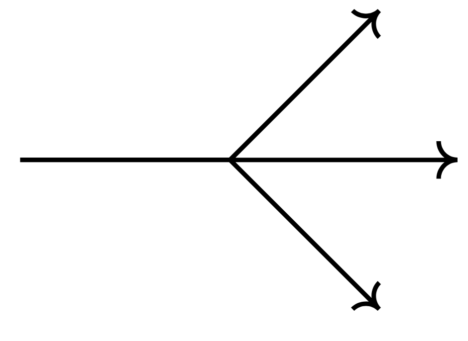 Three black arrows pointing in different directions