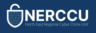 a blue and white logo for North East Regional Cyber Crime Unit