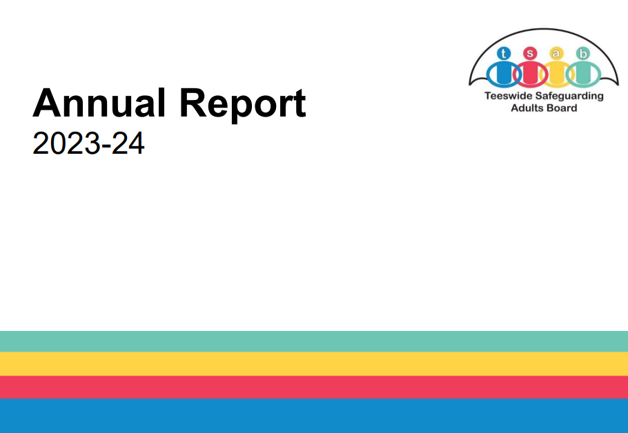 The annual report from page. A colourful background with text and and the TSAB logo.